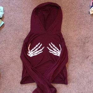 Skeleton Hand Cropped Hoodie